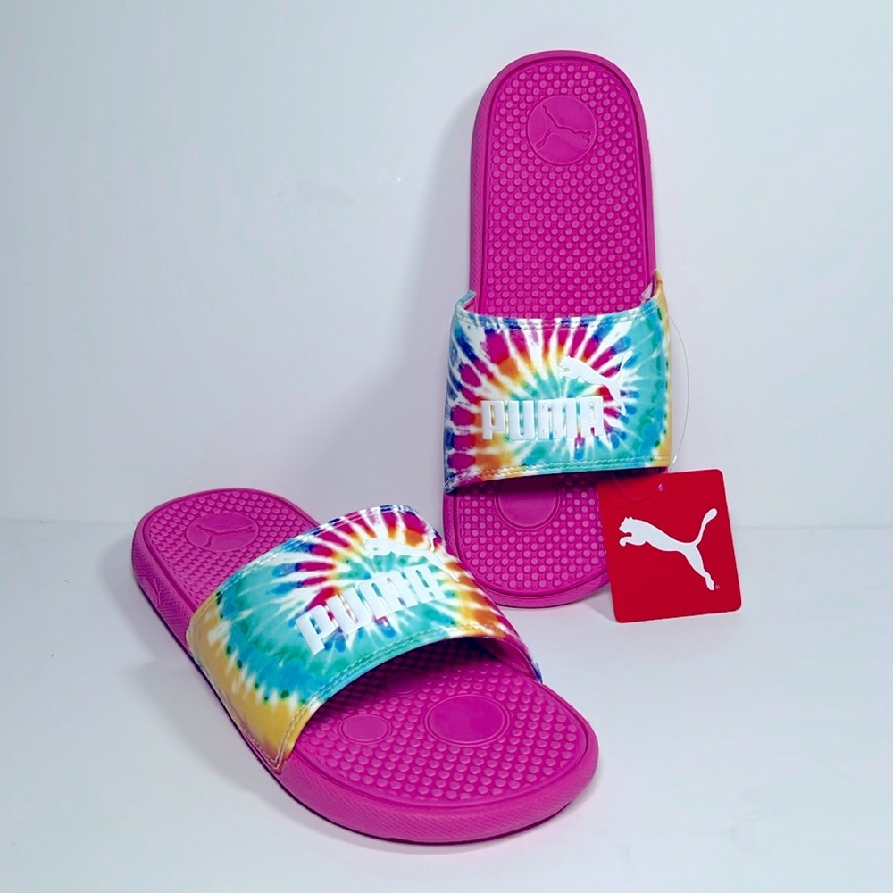 PUMA Junior Cool Cat Girls Tie Dye Puma Summer Sandals/Slides Size 7C